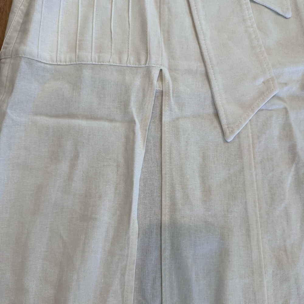 Teti Gio Linen White Paperbag Waist Slit Belt Midi Skirt Lagenlook Beachy Boho 4 - Picture 3 of 15
